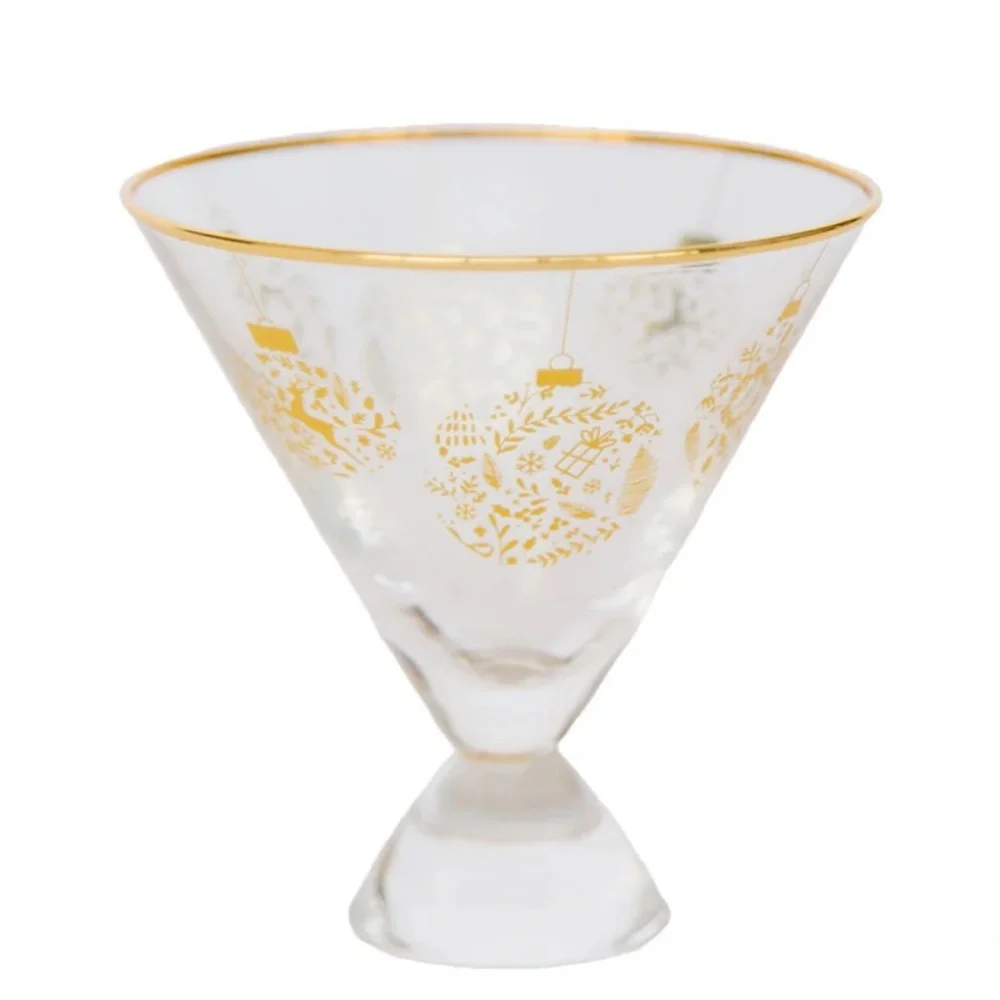 Set of 4 Gold Rimmed Martini Glasses